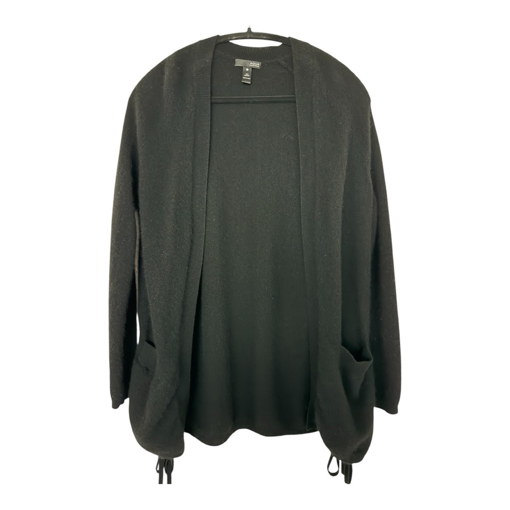 Aqua Cashmere Corset Cardigan, XS, Black